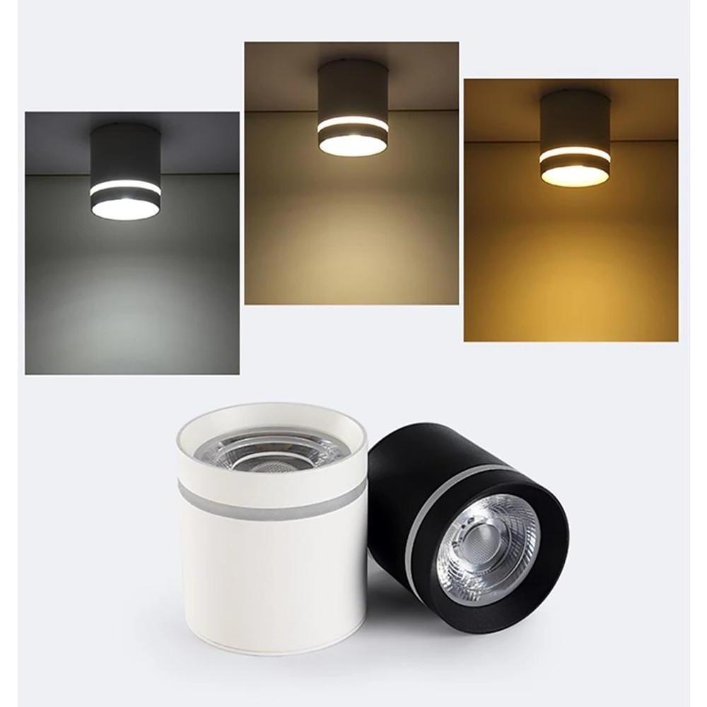 Modern Minimalist LED Flush Mount Ceiling Light Cylindrical Aluminum Geometric Fixture White Black