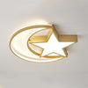 Modern Celestial Moon Star LED Flush Mount Ceiling Light for Kids Bedroom and Nursery Decor