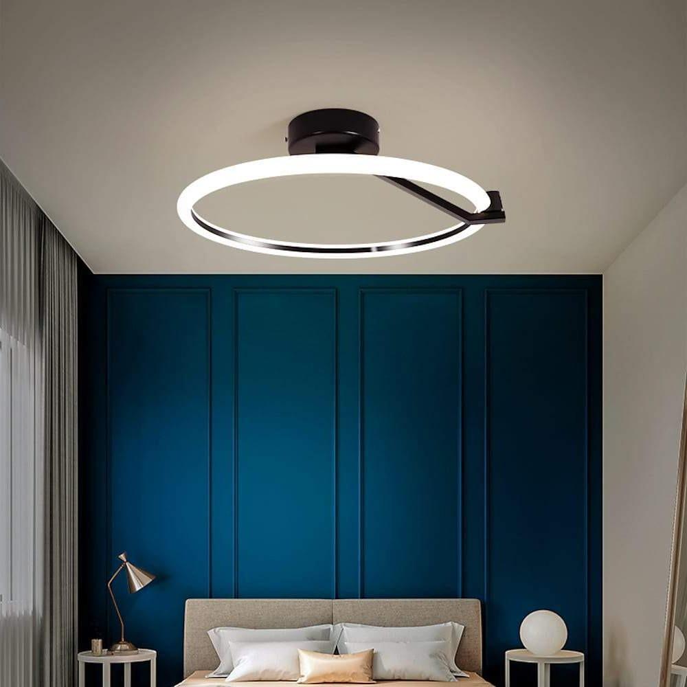 Modern Ring LED Flush Mount Ceiling Light Fixture for Bedroom Living Room Dimmable Round Metal Lamp