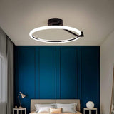 Modern Ring LED Flush Mount Ceiling Light Fixture for Bedroom Living Room Dimmable Round Metal Lamp