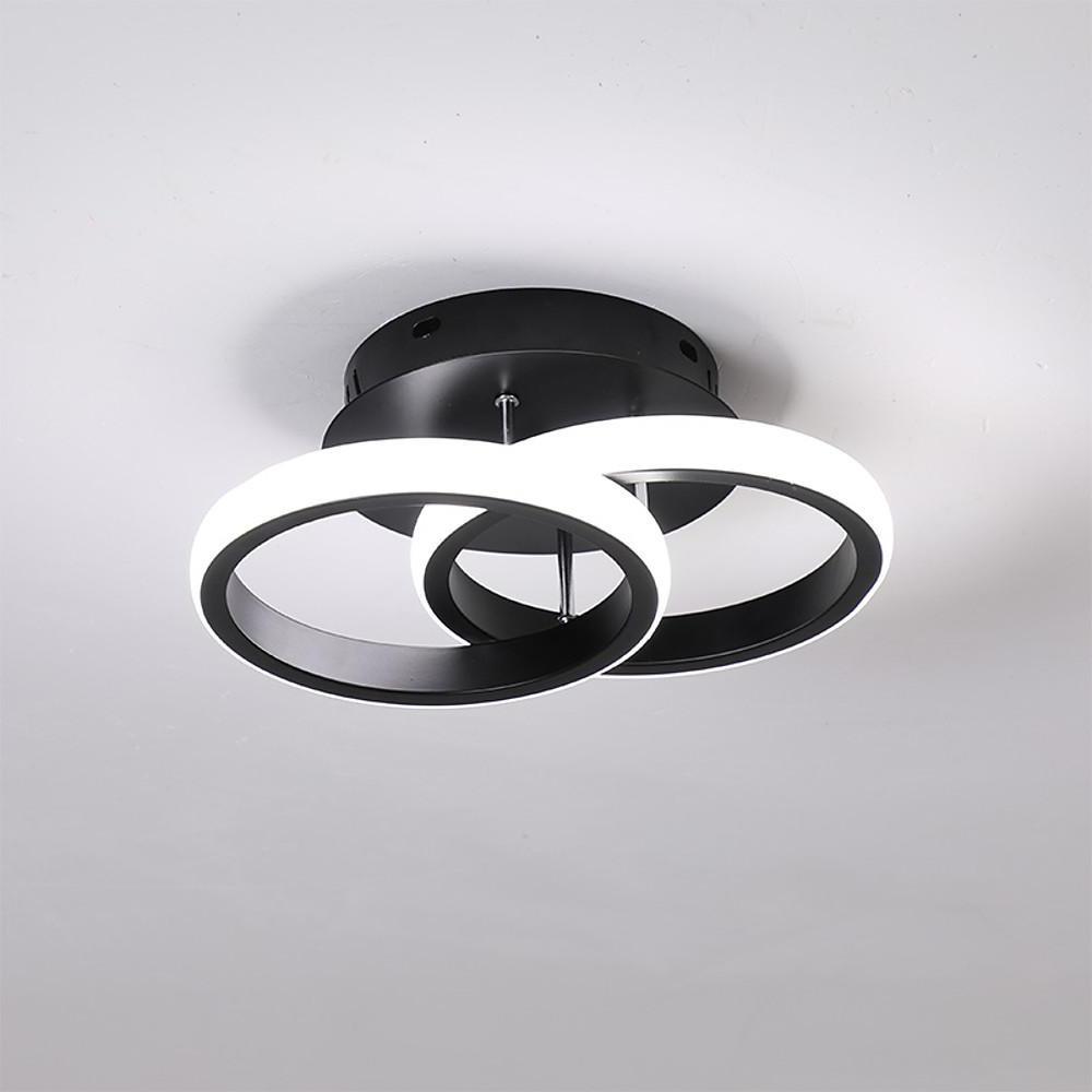 Modern 2 Ring LED Flush Mount Ceiling Light Metal Geometric Fixture for Hallway and Bedroom
