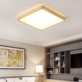 Natural Bamboo Round LED Flush Mount Ceiling Light for Modern Kitchen Living Room and Bedroom