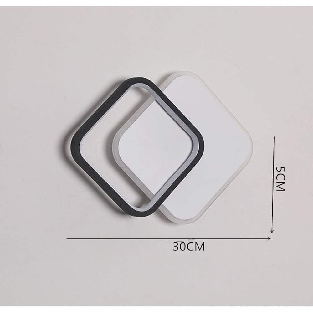Modern Geometric Square Acrylic LED Flush Mount Ceiling Light for Living Room and Hallway