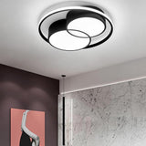 Nordic Three Circle Dimmable LED Ceiling Light Black Flush Mount Fixture for Bedroom