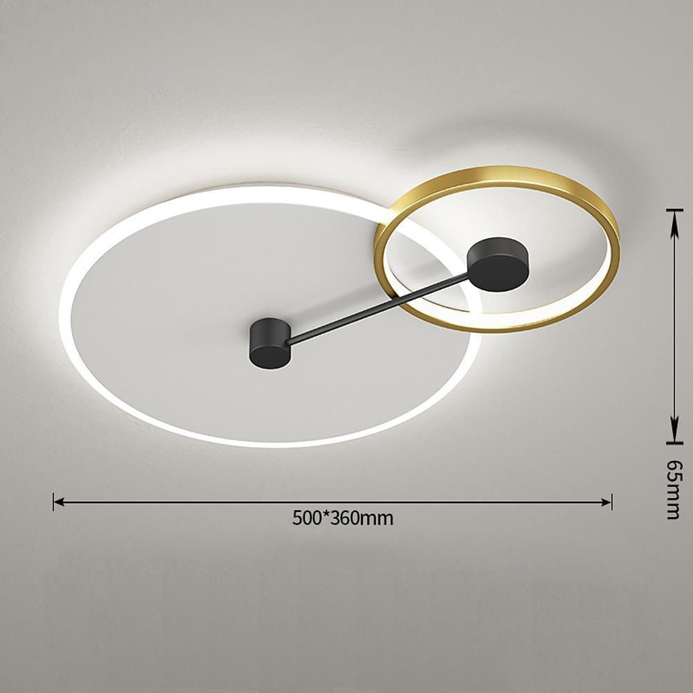 Modern Geometric Circles Dimmable LED Flush Mount Ceiling Light for Bedroom and Living Room Gold Finish