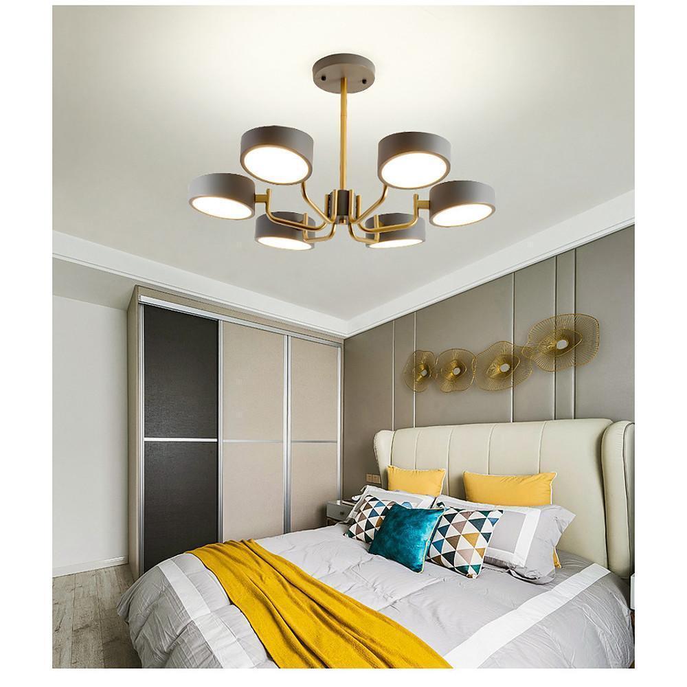 Modern Lantern 6 Light LED Flush Mount Ceiling Fixture with Painted Metal Finish for Bedrooms