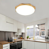 Modern Wave Design Minimalist LED Flush Mount Ceiling Light Nordic Wood Fixture