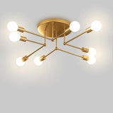Modern 8 Light Sputnik Chandelier Industrial Metal Ceiling Light Fixture for Living Room and Bedroom