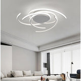 22 Inch Modern Semicircle LED Flush Mount Ceiling Light for Bedroom Artistic Aluminum Fixture