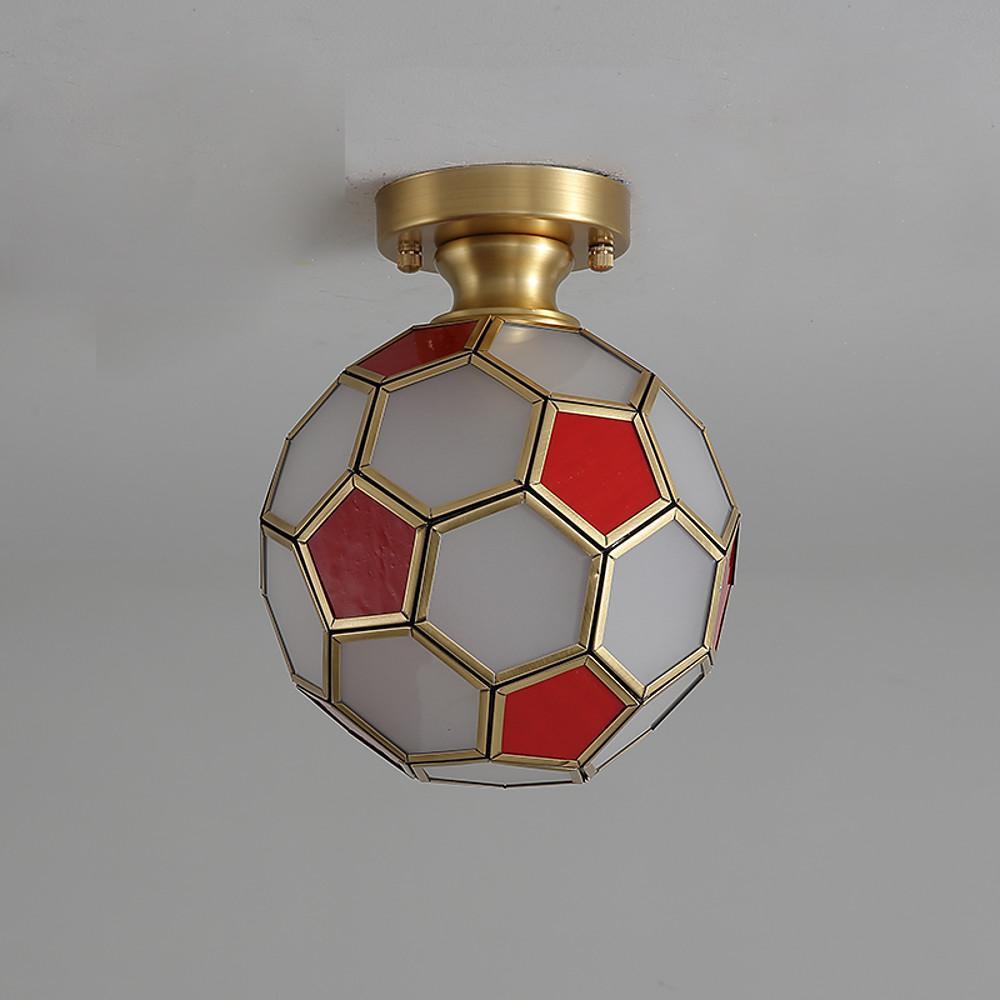 Modern Football Glass Flush Mount Ceiling Light Fixture for Kids Bedroom and Playroom