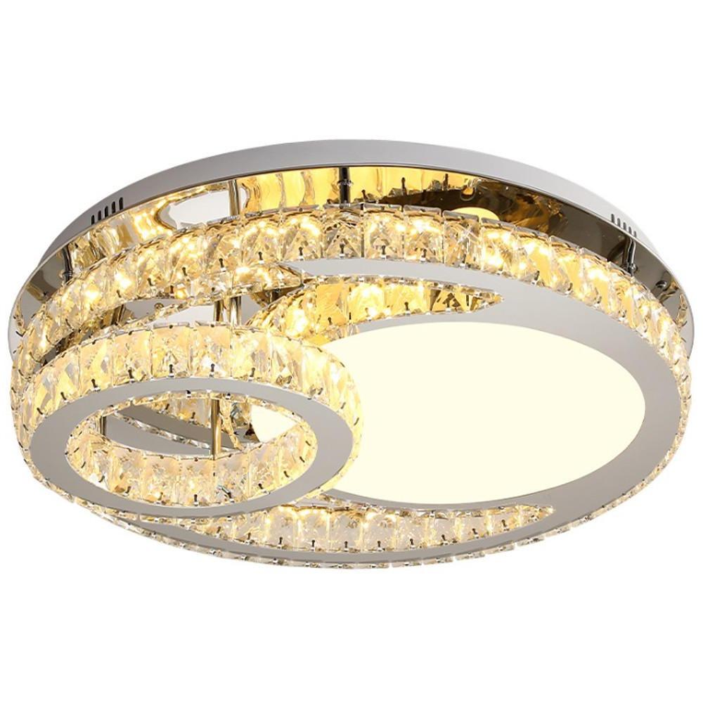 Modern Crystal LED Ceiling Light Overlapping Circles Stainless Steel Flush Mount Lighting