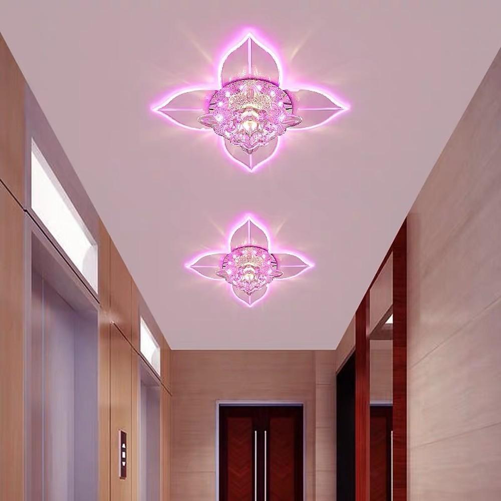 Modern 4 Pointed Star LED Crystal Ceiling Light Multi Color Flush Mount for Bedroom