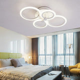 Modern Geometric Circles LED Cluster Ceiling Light Flush Mount Fixture for Bedroom and Living Room