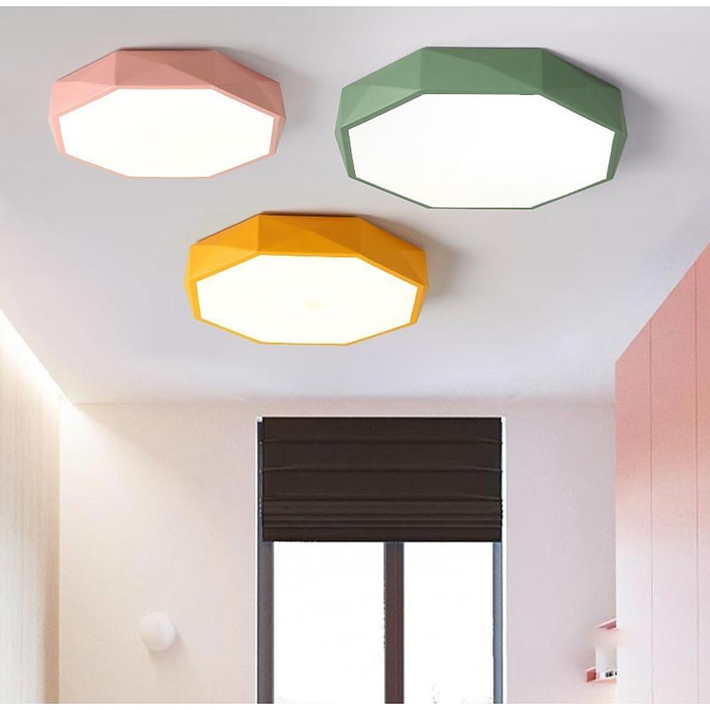 Modern Geometric Octagonal LED Flush Mount Ceiling Light for Kids Bedroom and Nursery