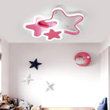 Modern Triple Star LED Flush Mount Ceiling Light for Childrens Bedroom and Nursery Decor