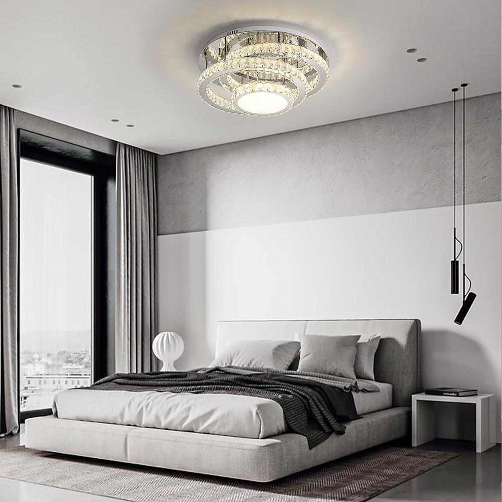 Modern Stainless Steel LED Flush Mount Ceiling Light Nordic Acrylic Industrial Fixture