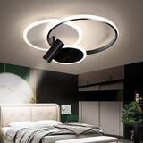 Modern Black Ring LED Flush Mount Ceiling Light with Integrated Spotlights for Living Room