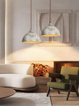 Wabi Sabi Pear Shape Ceramic and Wood Pendant Light for Modern Interior Decor