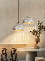 Wabi Sabi Pear Shape Ceramic and Wood Pendant Light for Modern Interior Decor