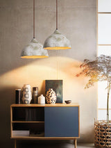 Wabi Sabi Pear Shape Ceramic and Wood Pendant Light for Modern Interior Decor