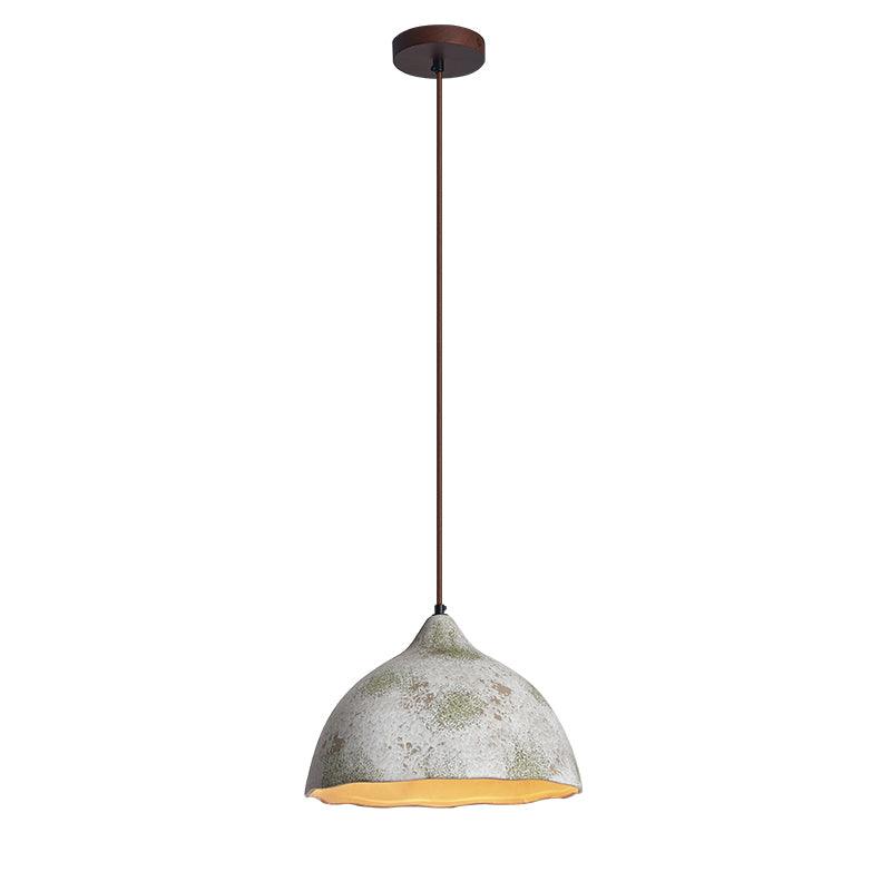 Wabi Sabi Pear Shape Ceramic and Wood Pendant Light for Modern Interior Decor