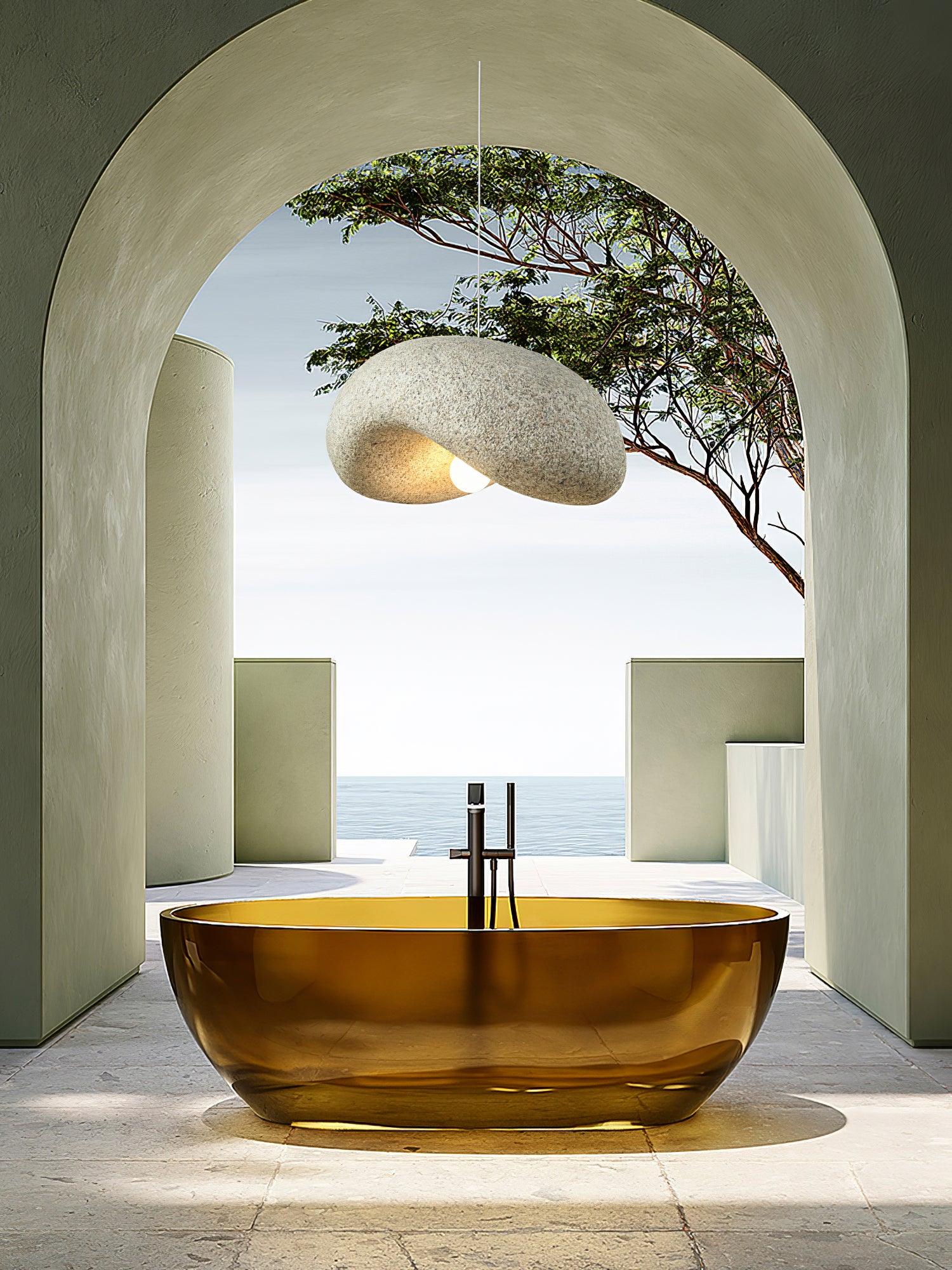 Wabi Sabi Speckled Resin Pendant Lamp Modern Minimalist Organic Hanging Ceiling Light