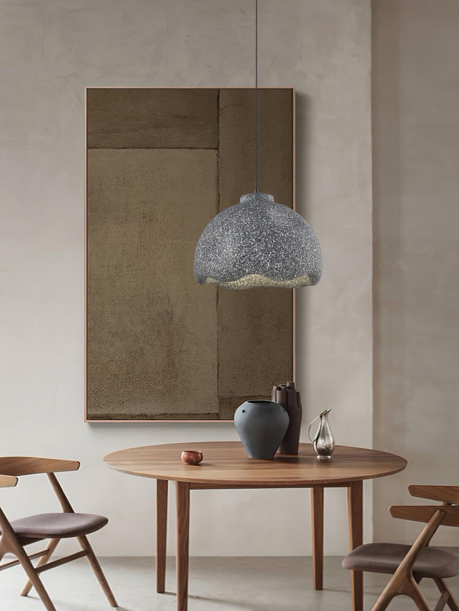 Wabi Sabi Textured Speckled Bell Pendant Lamp for Minimalist Nordic Interior Lighting