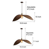 Walnut Leaf Curved Wooden Pendant Light Wabi Sabi Natural Wood Chandelier for Bar and Dining Room