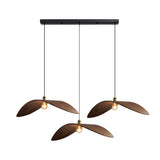 Walnut Leaf Curved Wooden Pendant Light Wabi Sabi Natural Wood Chandelier for Bar and Dining Room