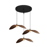 Walnut Leaf Curved Wooden Pendant Light Wabi Sabi Natural Wood Chandelier for Bar and Dining Room