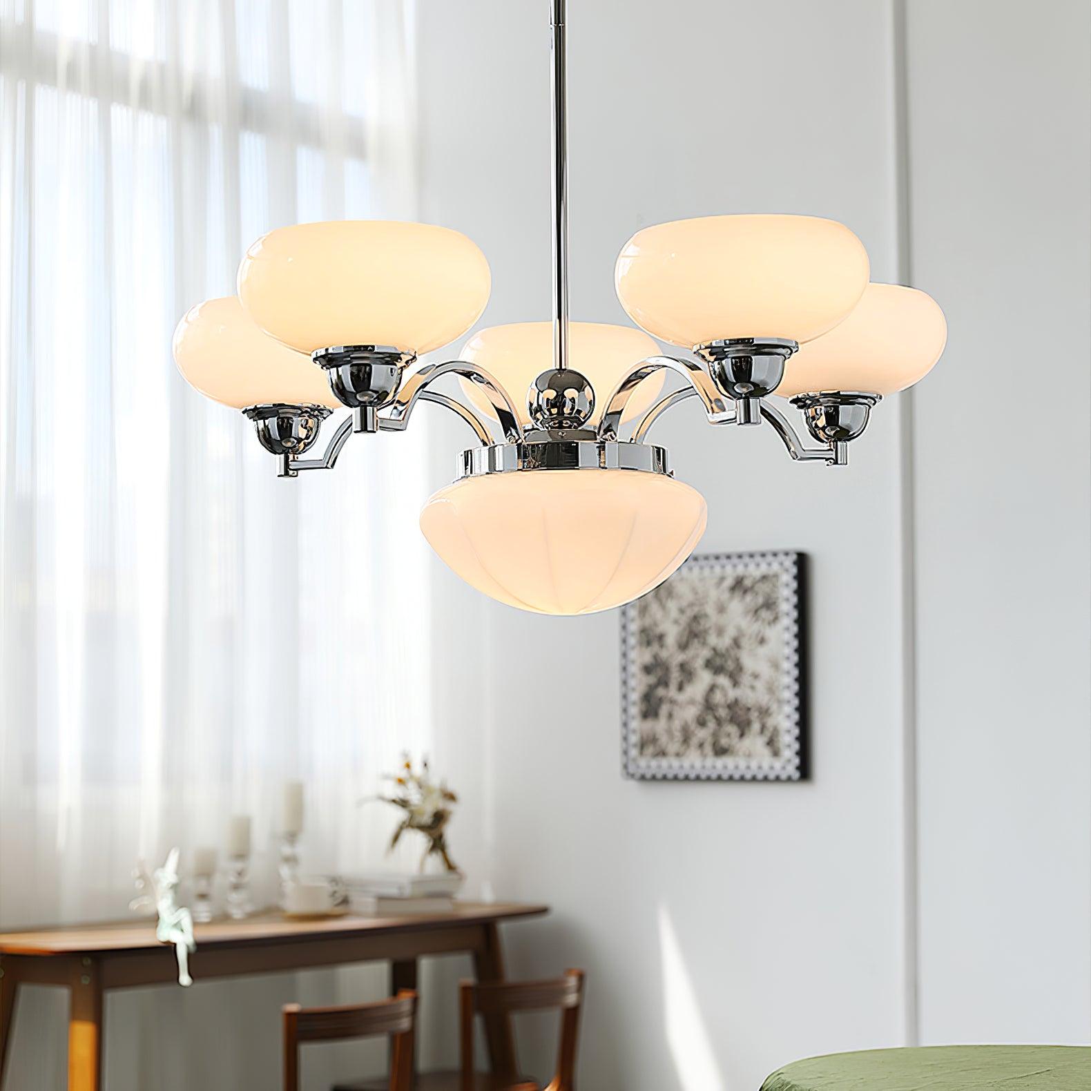 Warre Crown Modern Glass Globe Chandelier with Adjustable Rod for Indoor Lighting
