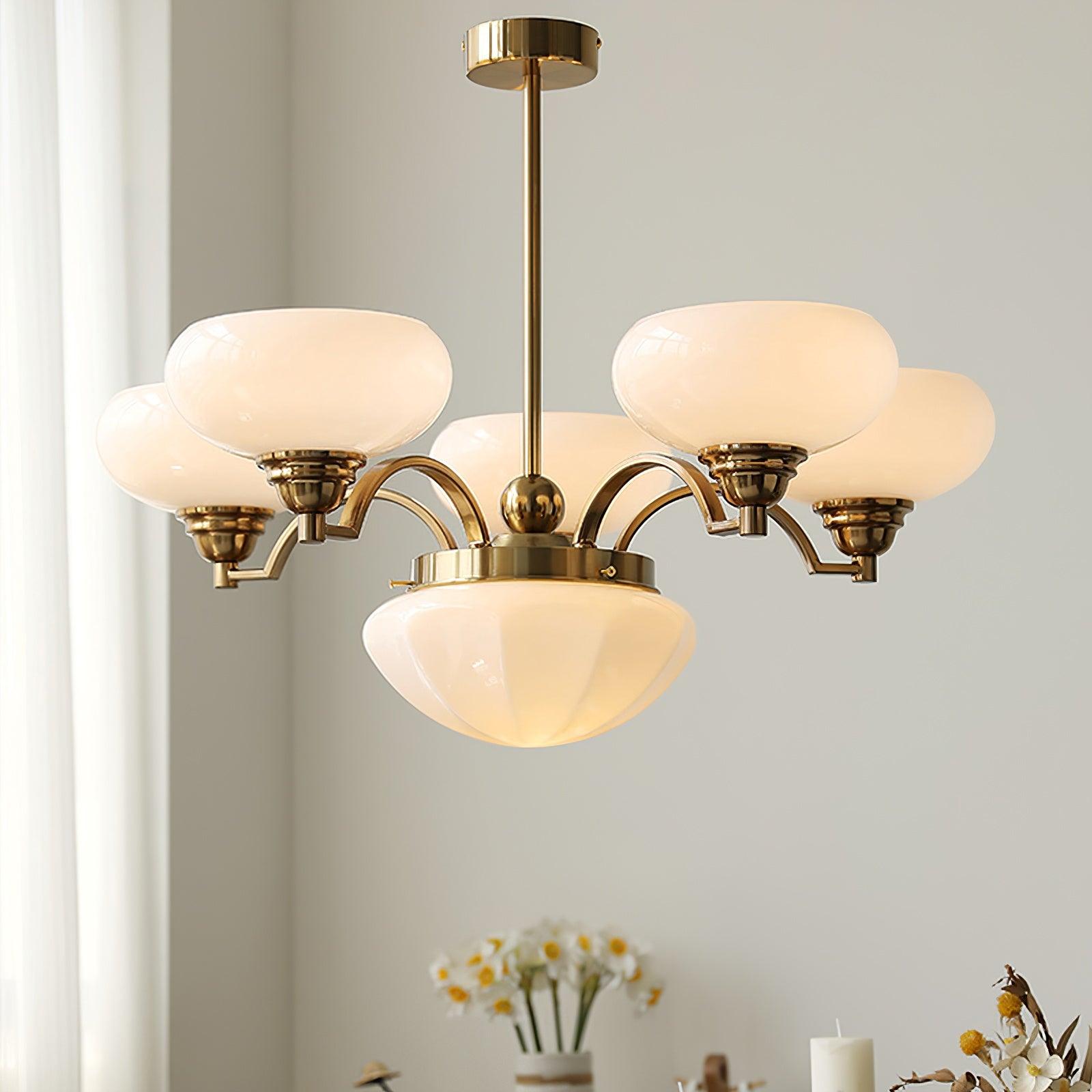 Warre Crown Modern Glass Globe Chandelier with Adjustable Rod for Indoor Lighting
