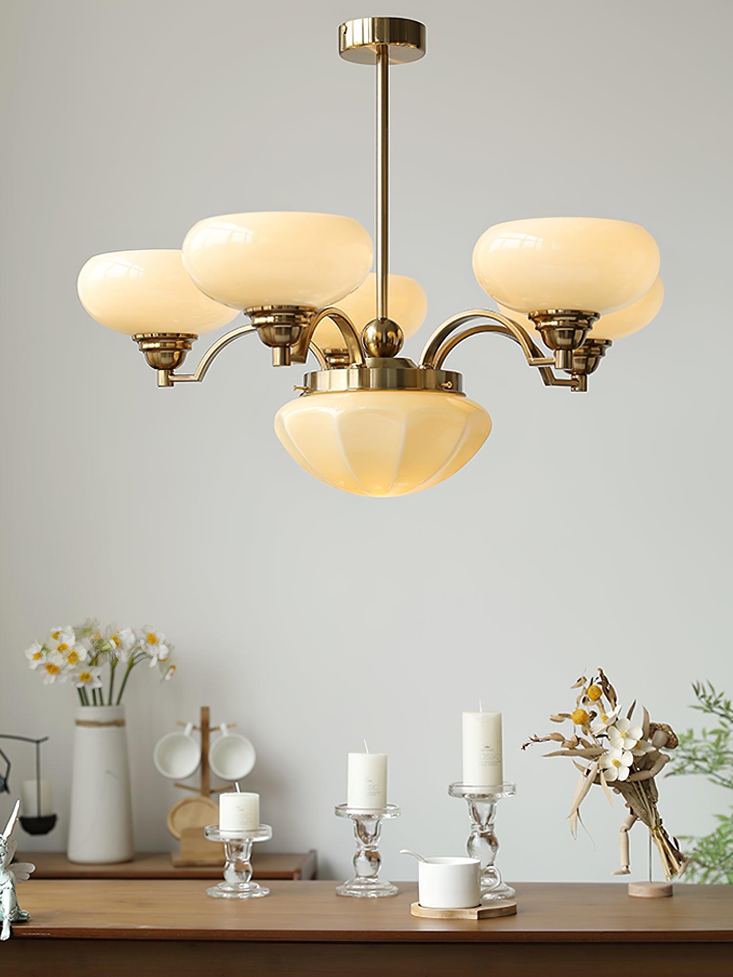 Warre Crown Modern Glass Globe Chandelier with Adjustable Rod for Indoor Lighting