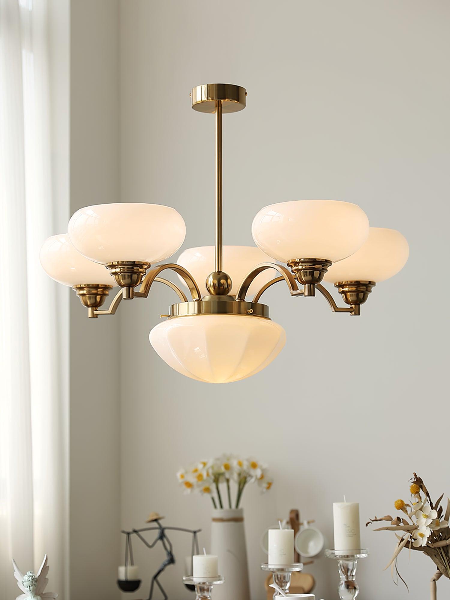 Warre Crown Modern Glass Globe Chandelier with Adjustable Rod for Indoor Lighting