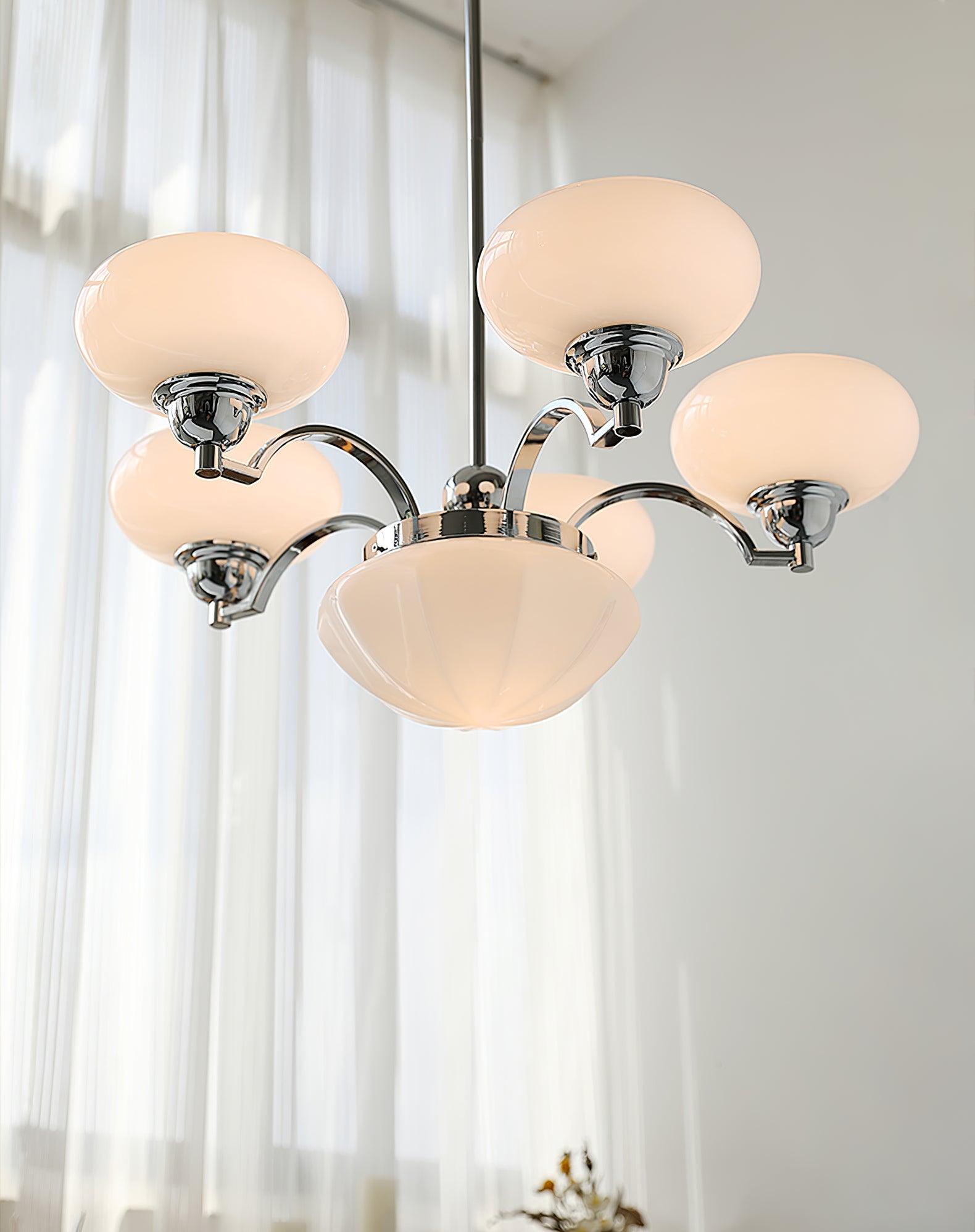 Warre Crown Modern Glass Globe Chandelier with Adjustable Rod for Indoor Lighting