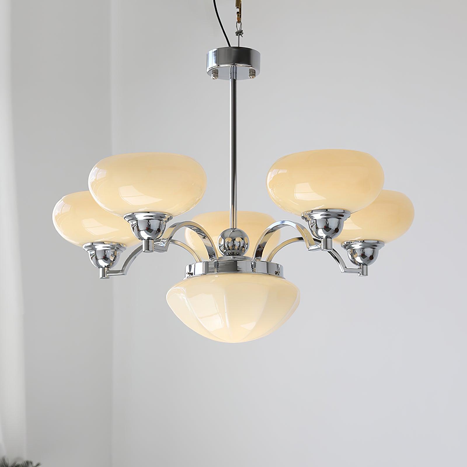 Warre Crown Modern Glass Globe Chandelier with Adjustable Rod for Indoor Lighting