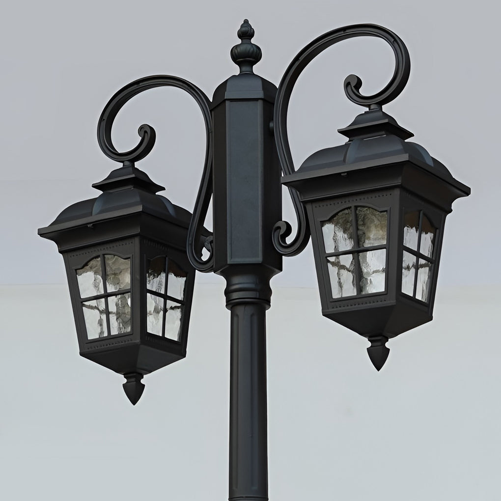 Waterproof 2 Light Outdoor Post Light Black Aluminum Garden Street Pole Lamp