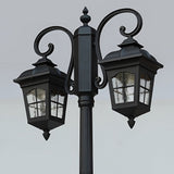 Waterproof 2 Light Outdoor Post Light Black Aluminum Garden Street Pole Lamp