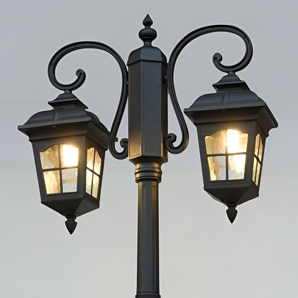 Waterproof 2 Light Outdoor Post Light Black Aluminum Garden Street Pole Lamp