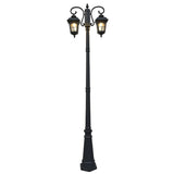 Waterproof 2 Light Outdoor Post Light Black Aluminum Garden Street Pole Lamp