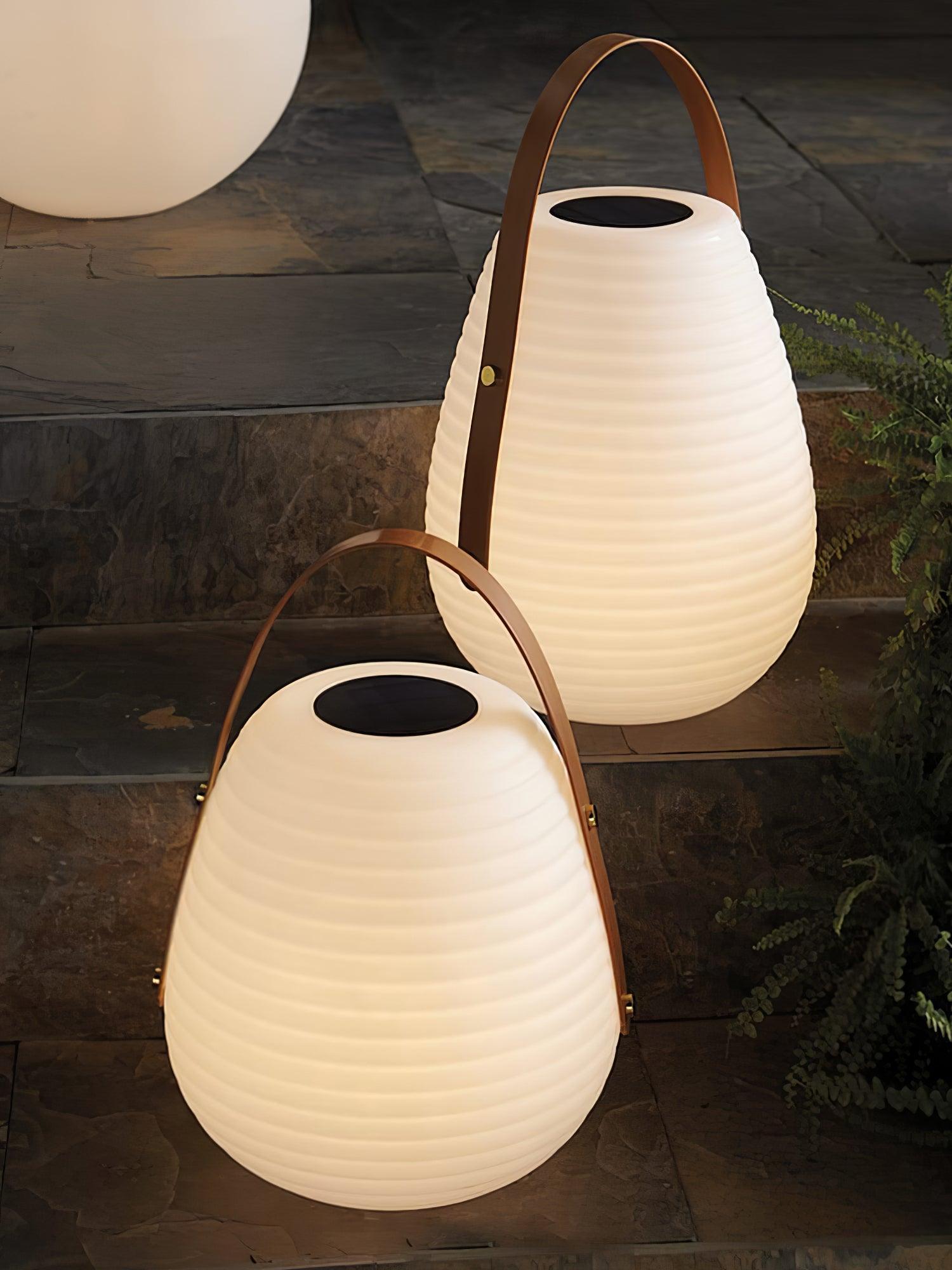 Waterproof Beehive Garden Lantern LED Portable Patio Table Lamp with Leather Handle