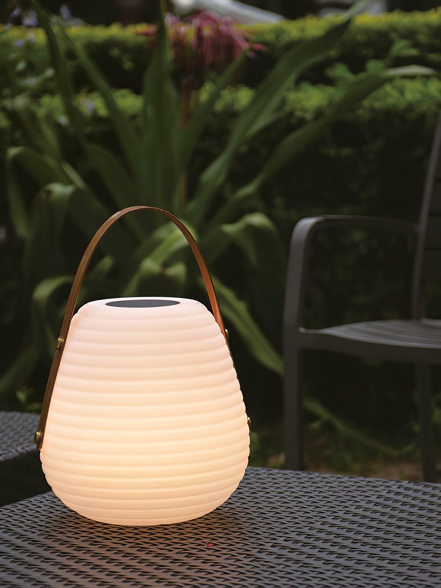 Waterproof Beehive Garden Lantern LED Portable Patio Table Lamp with Leather Handle