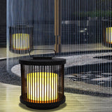 Waterproof Black Retro Cage Outdoor Lantern Modern Decorative Floor Light for Garden