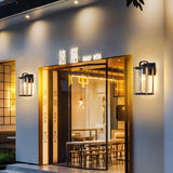Waterproof Industrial Black Outdoor Wall Lantern Sconce with Glass Shade for Porch and Patio