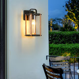 Waterproof Industrial Black Outdoor Wall Lantern Sconce with Glass Shade for Porch and Patio