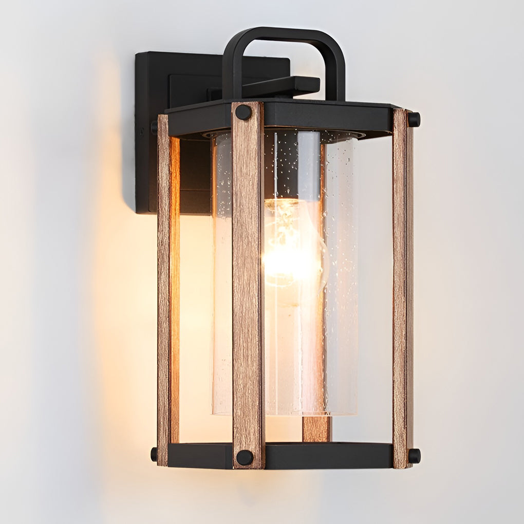 Waterproof Industrial Black Outdoor Wall Lantern Sconce with Glass Shade for Porch and Patio
