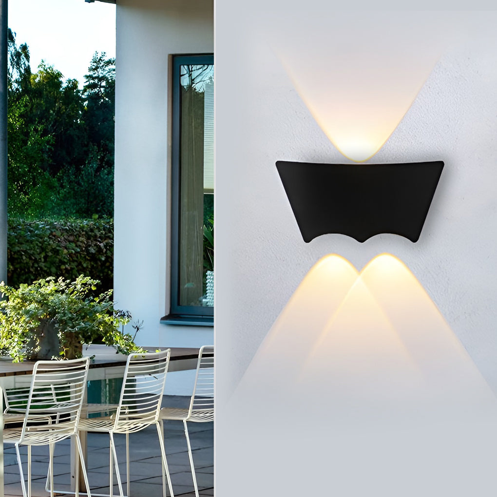 Waterproof Modern Black LED Wall Sconce Up and Down Porch Light for Outdoor Indoor Use