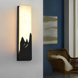 Waterproof Modern Rectangular Outdoor LED Wall Sconce with Faux Marble and Stainless Steel Black