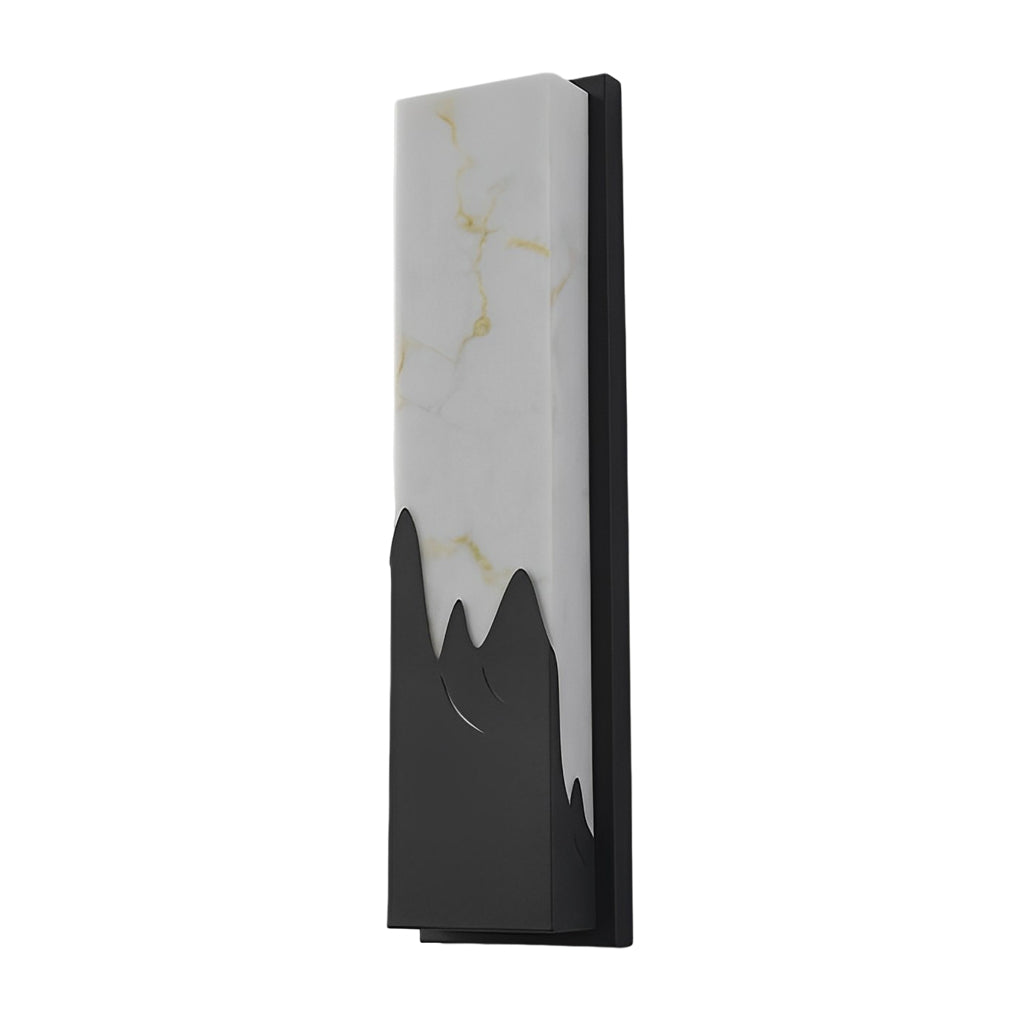 Waterproof Modern Rectangular Outdoor LED Wall Sconce with Faux Marble and Stainless Steel Black