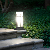 Waterproof Outdoor Fence Post Light Black Aluminum Column Lamp with Frosted Glass for Garden